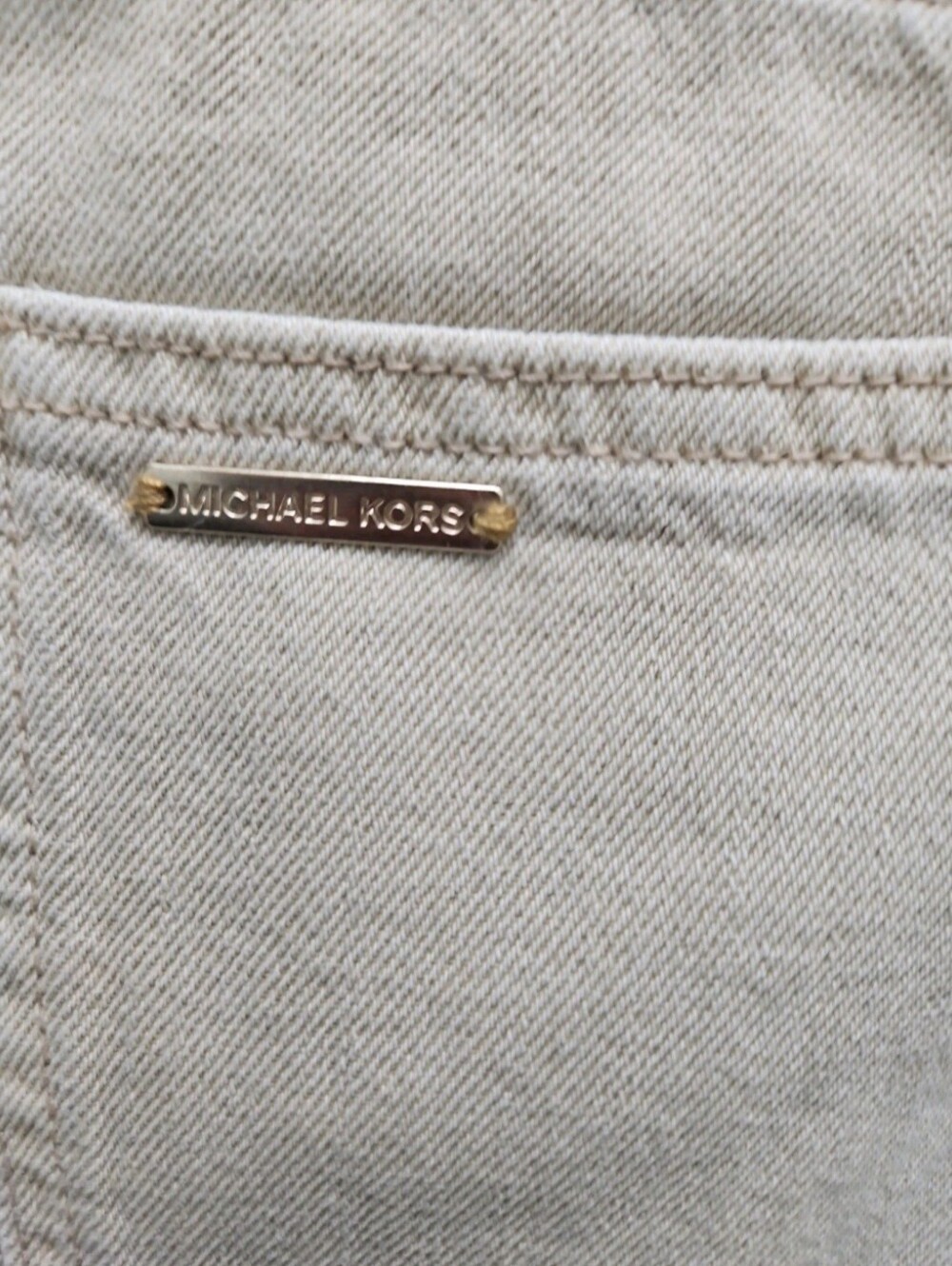 •Michael Michael Kors Beige Wide Leg Studded Denim Jeans Pants - Picture 5 of 7